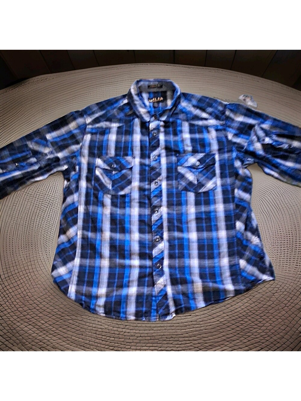 HELIX Men's XL Plaid Long Sleeve Button-Up Shirt Cotton Pockets [COPY]